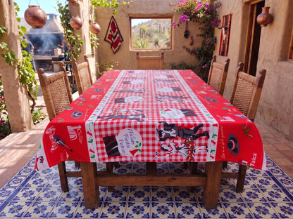 💓 Mantel Fiestas Patrias Diseño Huaso - Género 150x200cms
