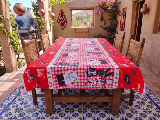 💓 Mantel Fiestas Patrias Diseño Huaso - Género 150x200cms