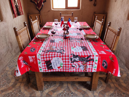 💓 Mantel Fiestas Patrias Diseño Huaso - Género 150x200cms