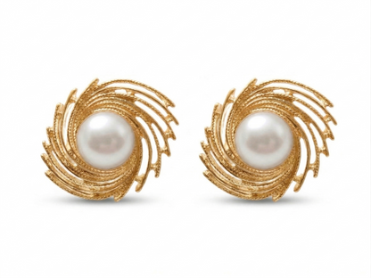 💓Aros de Perla Central con Espiral