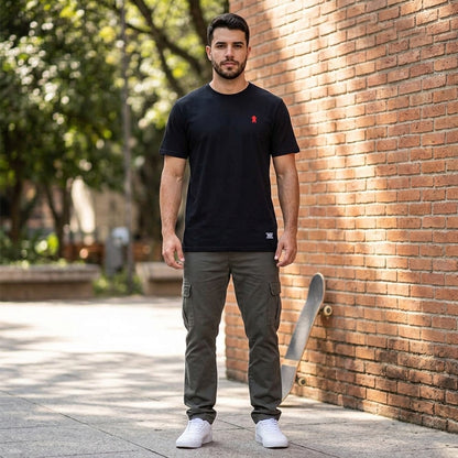 Polera Hombre Grizzly Griptape Embroidered OG Bear Negro Rojo