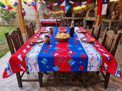 🪁 Mantel Fiestas Patrias Diseño Volantín- Género 150x200cms