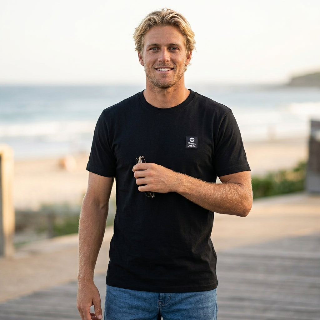Polera Hombre T-Shirt Hang Loose Black Shaka Essencial