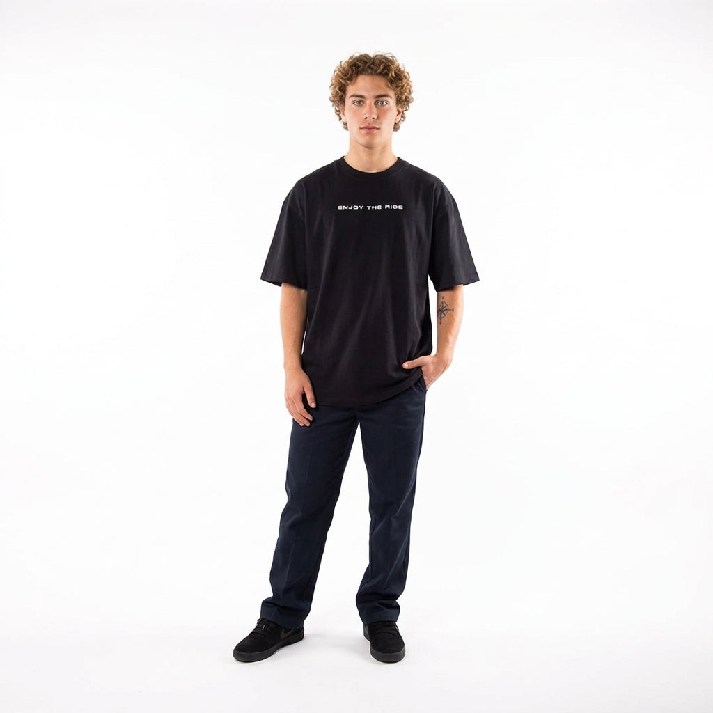 Polera Hombre T-Shirt Oversize Hang Loose Black Enjoy The Ride