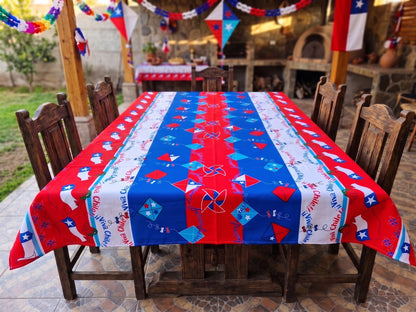 🪁 Mantel Fiestas Patrias Diseño Volantín- Género 150x200cms