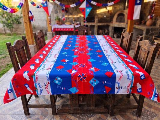 🪁 Mantel Fiestas Patrias Diseño Volantín- Género 150x200cms