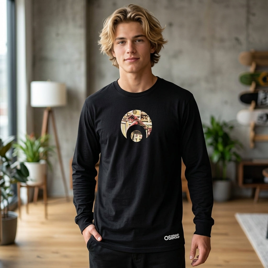 Polera Hombre Manga Larga Osiris Swan Negro