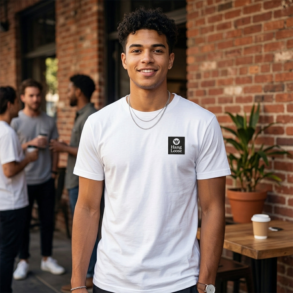 Polera Hombre T-Shirt Hang Loose White Essencial