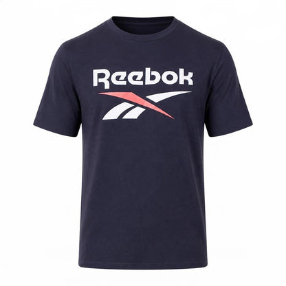 Polera Hombre Reebok Deportiva Algodón Logo Frontal Azul Navy