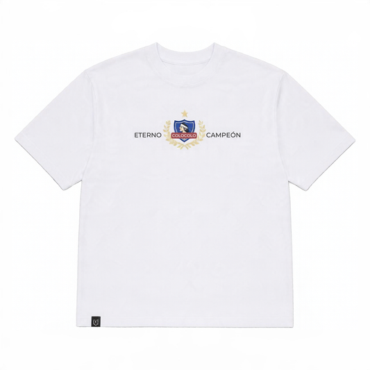 Polera Colo Colo Urbano Hombre Eterno Campeón Blanco