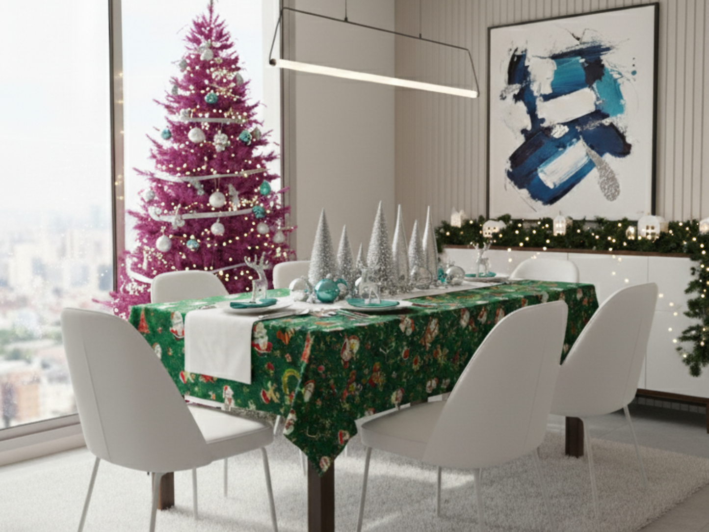 🎅Mantel de Tela Navideño con Brillos Dorados - Premium🎁