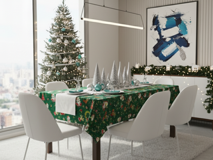 🎅Mantel de Tela Navideño con Brillos Dorados - Premium🎁