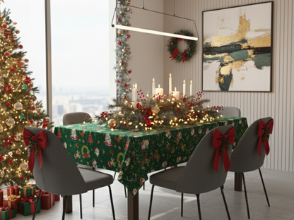 🎅Mantel de Tela Navideño con Brillos Dorados - Premium🎁
