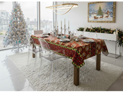 🎅Mantel de Tela Navideño con Brillos Dorados - Premium🎁