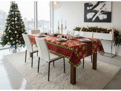🎅Mantel de Tela Navideño con Brillos Dorados - Premium🎁