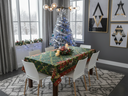 🎅Mantel de Tela Navideño con Brillos Dorados - Premium✨